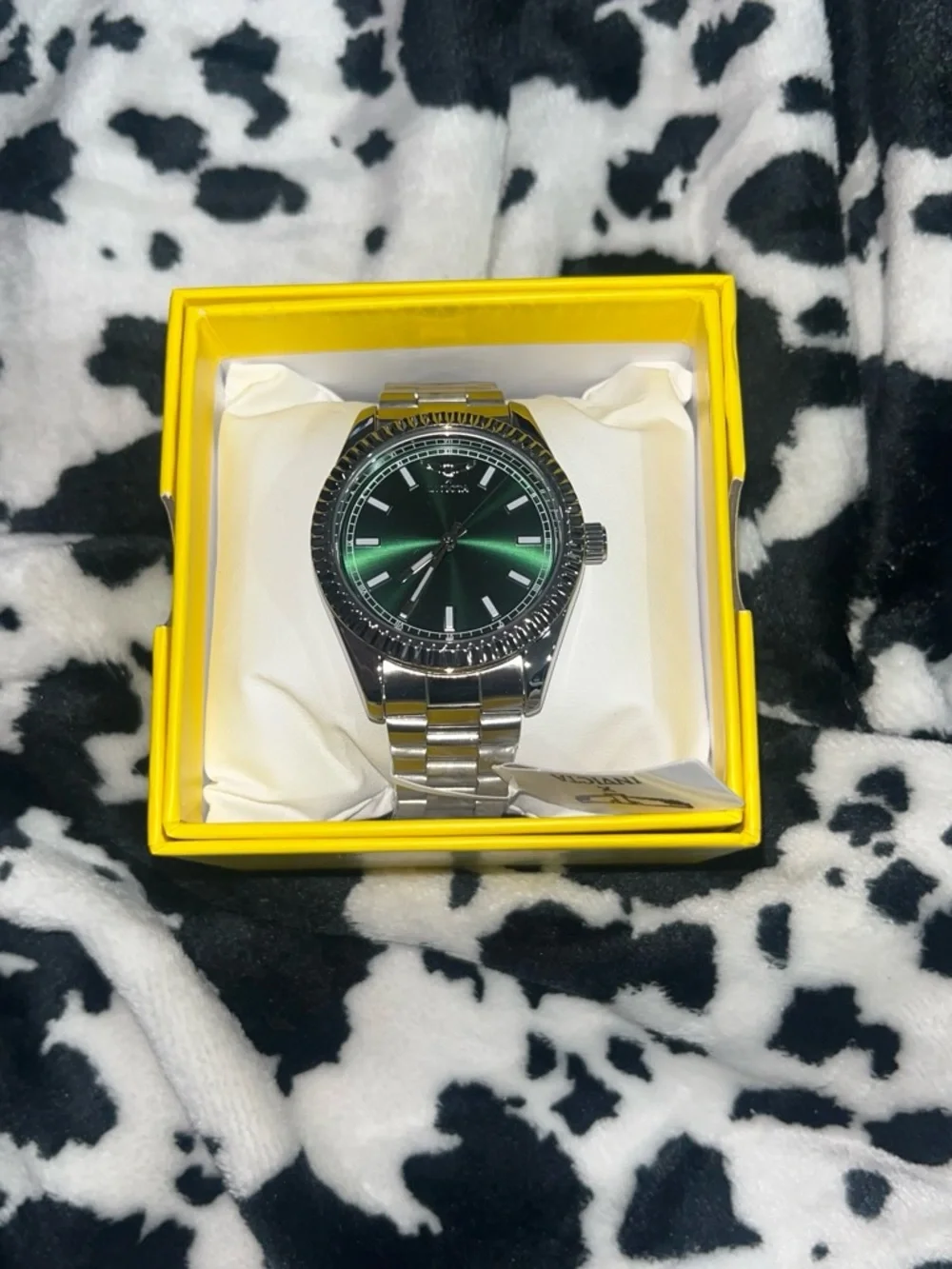 Invicta Silver Stainless Steel Watch with Green Dial